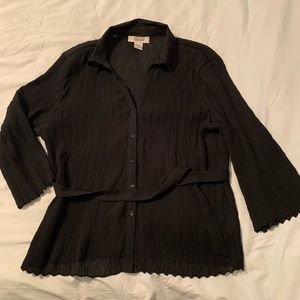 xl textured black button down with tie NWOT
